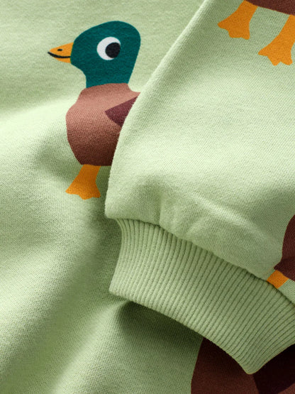 |Girl| Moletom Verde Com Gola Redonda e Estampa Completa (3 meses a 7 anos)