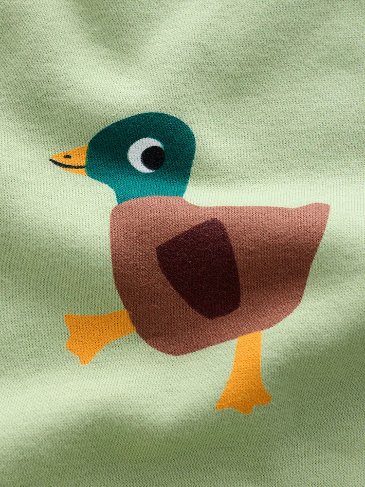 |Girl| Moletom Verde Com Gola Redonda e Estampa Completa (3 meses a 7 anos)