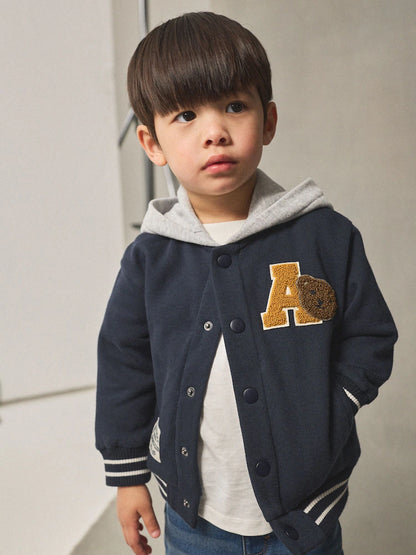 |Boy| Jaqueta Bomber Azul Marinho Com Estampa De Urso (3 meses a 7 anos)
