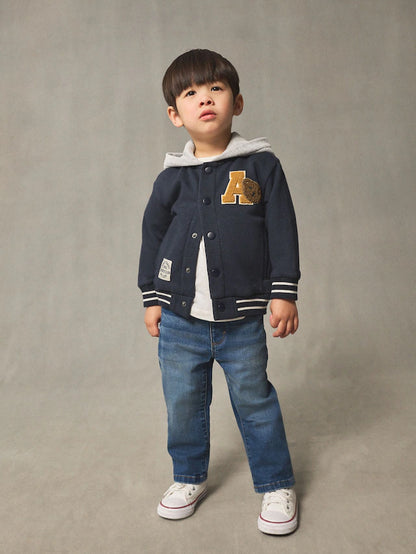 |Boy| Jaqueta Bomber Azul Marinho Com Estampa De Urso (3 meses a 7 anos)