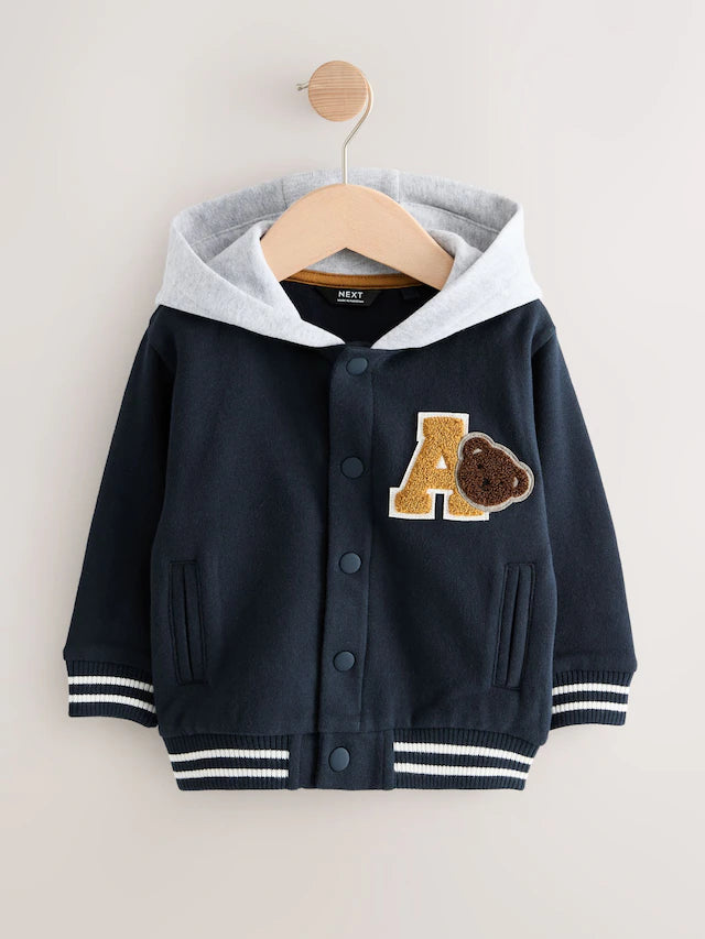 |Boy| Jaqueta Bomber Azul Marinho Com Estampa De Urso (3 meses a 7 anos)