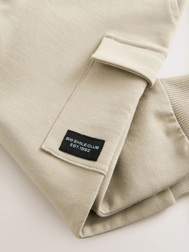 |Boy| Calça De Moletom Skinny Utilitária Neutra (3 meses a 7 anos)