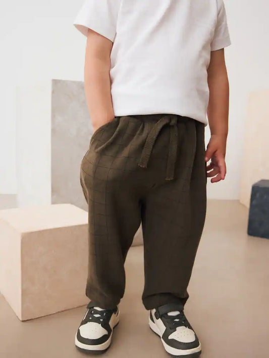 |Boy| Calça De Moletom Xadrez Verde Cáqui (3 meses a 7 anos)