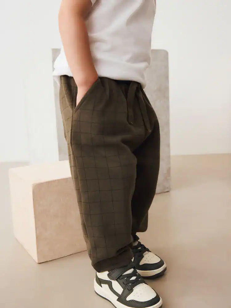 |Boy| Calça De Moletom Xadrez Verde Cáqui (3 meses a 7 anos)