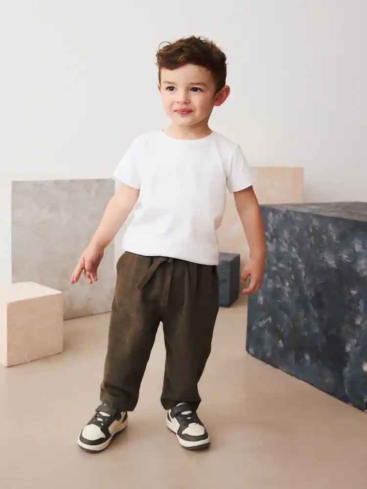 |Boy| Calça De Moletom Xadrez Verde Cáqui (3 meses a 7 anos)