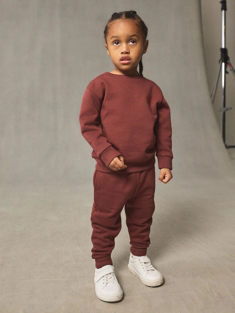 |Girl| Conjunto De Moletom e Calça De Moletom Vermelho Bordô (3 meses a 7 anos)