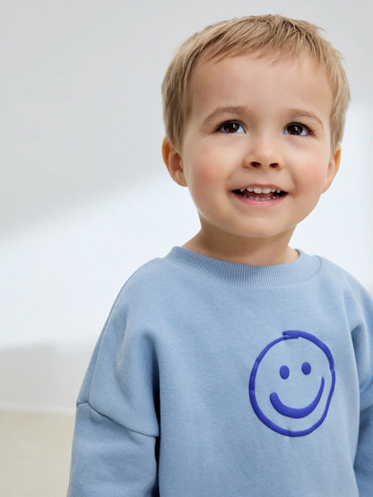 |Boy| Conjunto De Moletom e Calça De Moletom Estampados Em Azul Claro (3 meses a 7 anos)