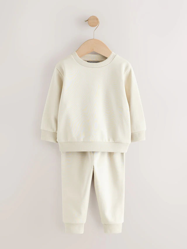 |Girl| Conjunto De Moletom e Calça Jogger Cru e Branco-Sujo (3 meses a 7 anos)