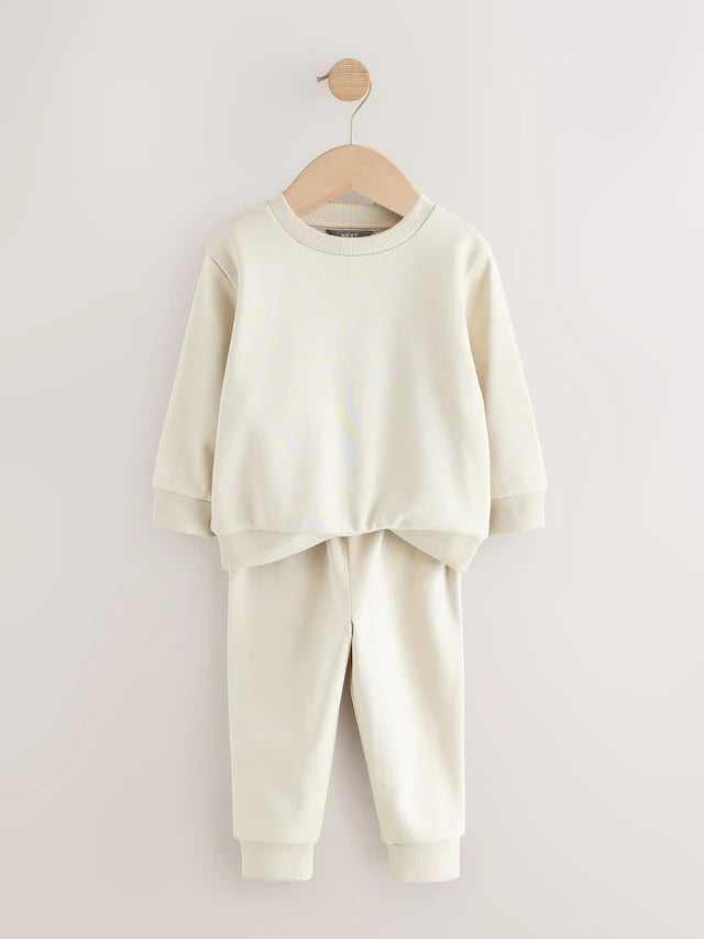 |Girl| Conjunto De Moletom e Calça Jogger Cru e Branco-Sujo (3 meses a 7 anos)