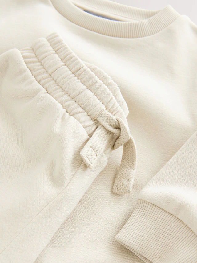 |Girl| Conjunto De Moletom e Calça Jogger Cru e Branco-Sujo (3 meses a 7 anos)