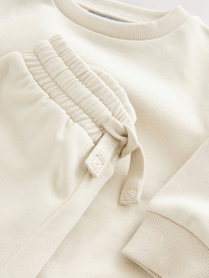 |Girl| Conjunto De Moletom e Calça Jogger Cru e Branco-Sujo (3 meses a 7 anos)