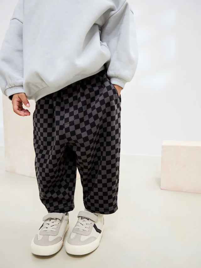 |Girl| Conjunto De Moletom Preto/Cinza e Calça Jogger Estampada (3 meses a 7 anos)