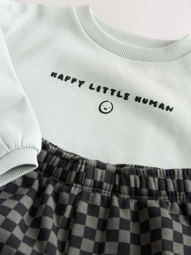 |Girl| Conjunto De Moletom Preto/Cinza e Calça Jogger Estampada (3 meses a 7 anos)