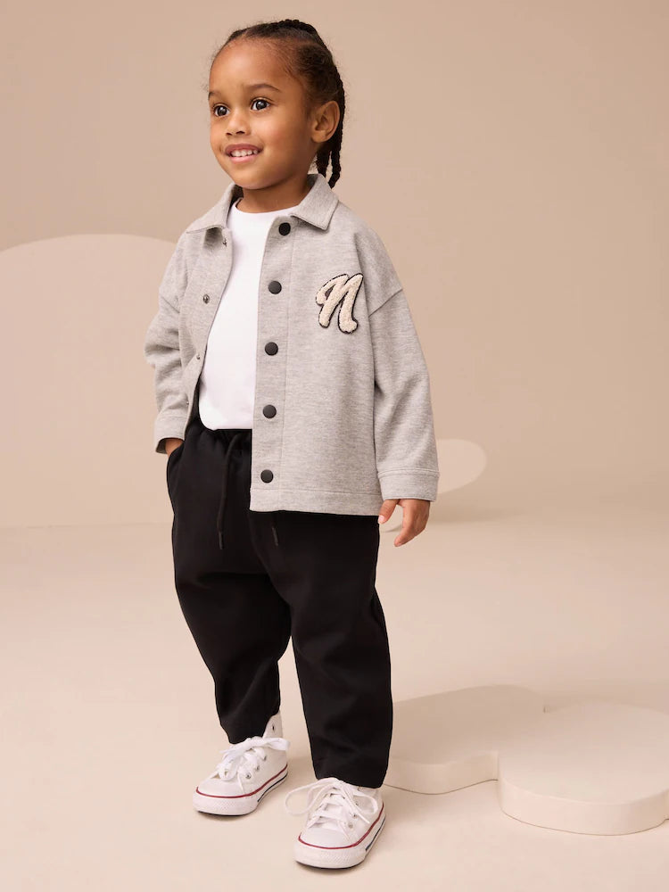 |Girl| Conjunto De 3 Peças De Camiseta Cinza e Calça Jogger (3 meses a 7 anos)