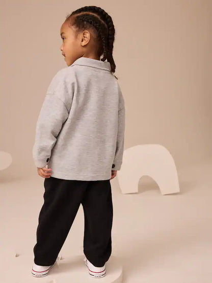 |Girl| Conjunto De 3 Peças De Camiseta Cinza e Calça Jogger (3 meses a 7 anos)