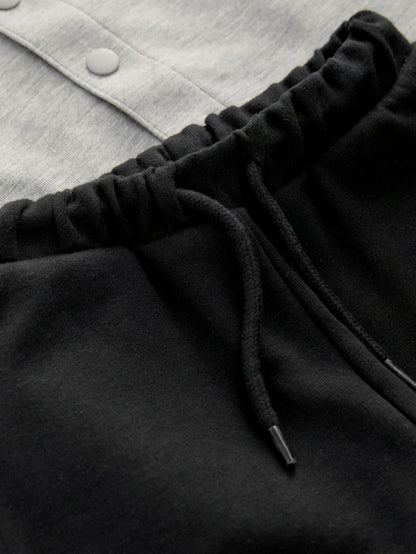 |Girl| Conjunto De 3 Peças De Camiseta Cinza e Calça Jogger (3 meses a 7 anos)