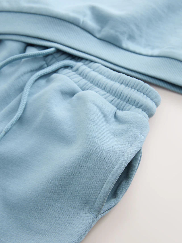 |Boy| Conjunto De Moletom e Calça De Moletom Marrom Chocolate e Azul, Pacote Com 2 (3 meses a 7 anos)