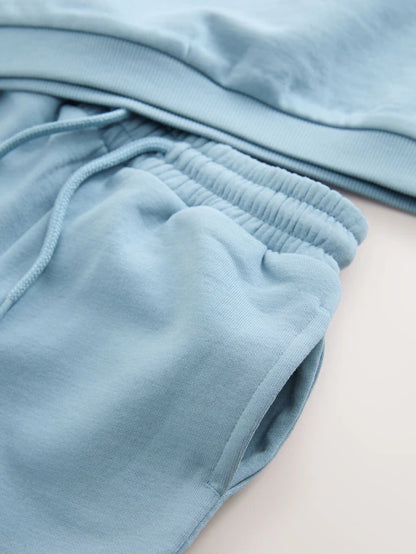 |Boy| Conjunto De Moletom e Calça De Moletom Marrom Chocolate e Azul, Pacote Com 2 (3 meses a 7 anos)