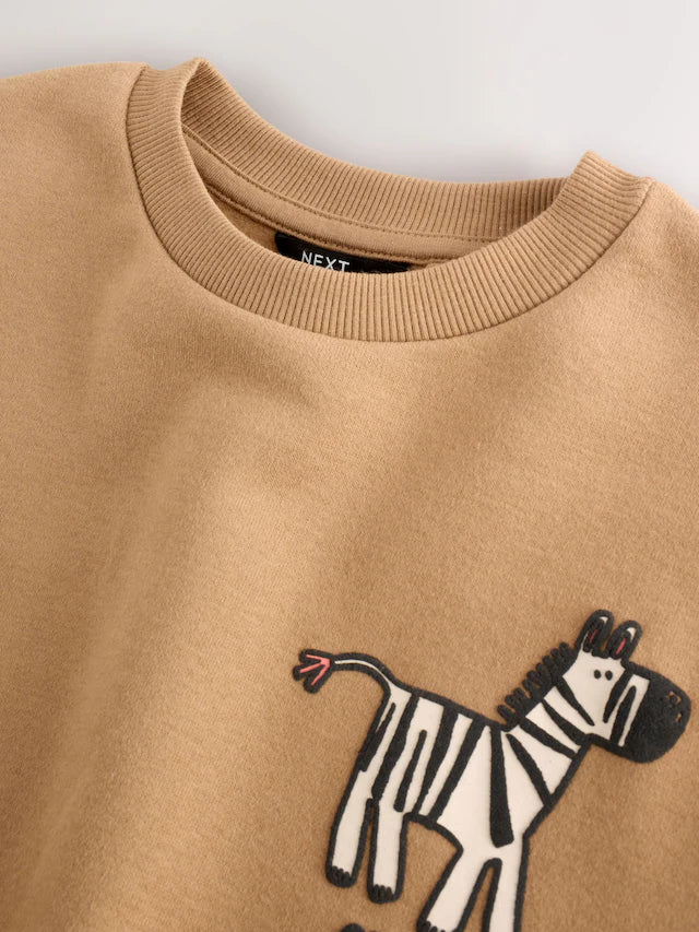 |Boy| Conjunto De Moletom e Calça Jogger Bege/Cru/Cinza Carvão, Pacote com 2 (3 meses a 7 anos)