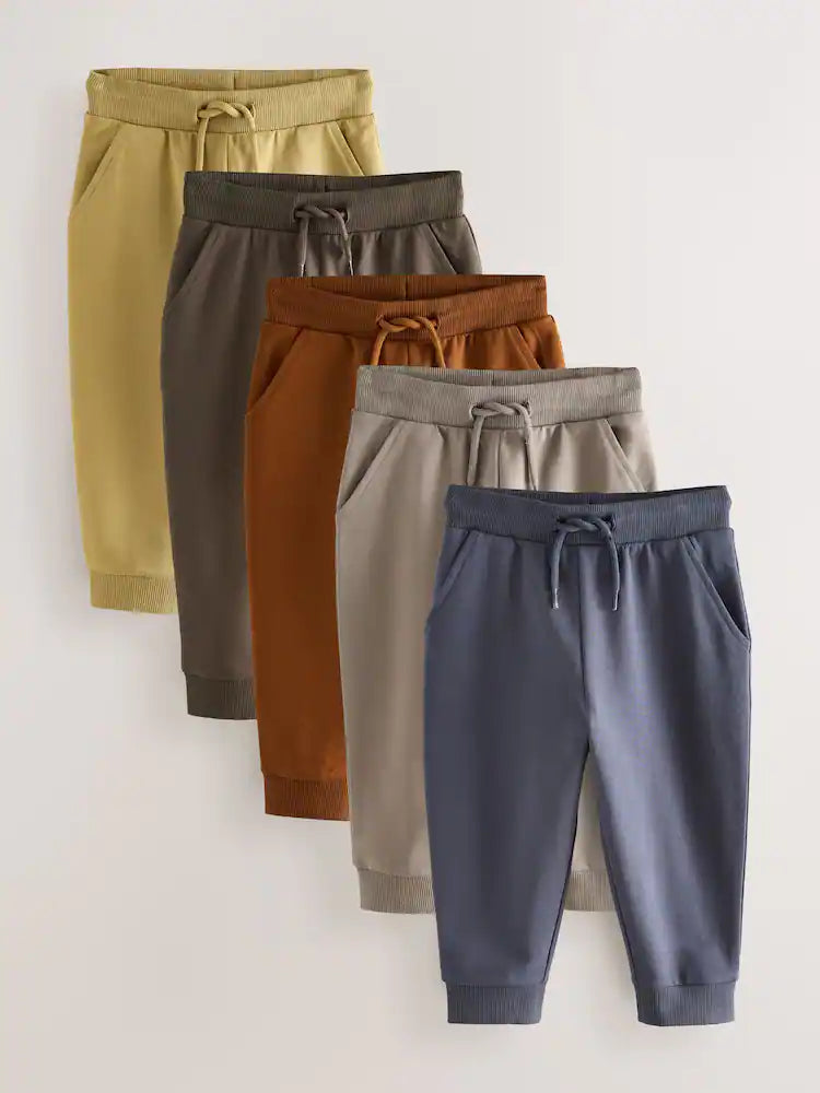 |Boy| Calça De Moletom Regular Fit Cáqui Verde/Azul/Vermelho, Pacote com 5 (3 meses a 7 anos)