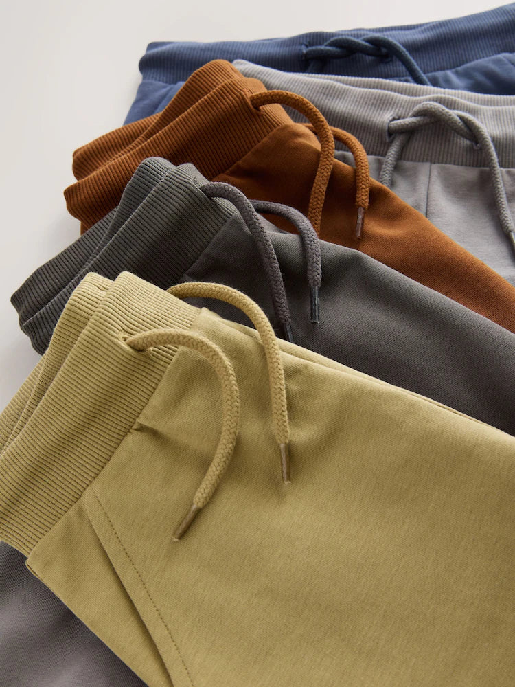|Boy| Calça De Moletom Regular Fit Cáqui Verde/Azul/Vermelho, Pacote com 5 (3 meses a 7 anos)