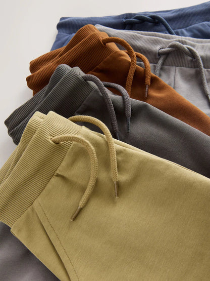 |Boy| Calça De Moletom Regular Fit Cáqui Verde/Azul/Vermelho, Pacote com 5 (3 meses a 7 anos)