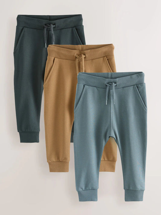 |Boy| Calça De Moletom Super Skinny Azul/Marrom/Cinza Carvão, Pacote com 3 (3 meses a 7 anos)