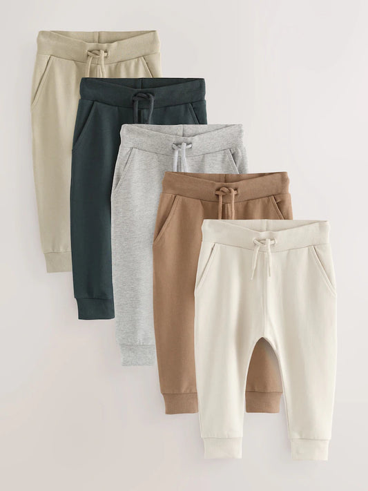 |Boy| Calças De Moletom Skinny Fit Stone/Brown/Grey, Pacote com 5 (3 meses a 7 anos)