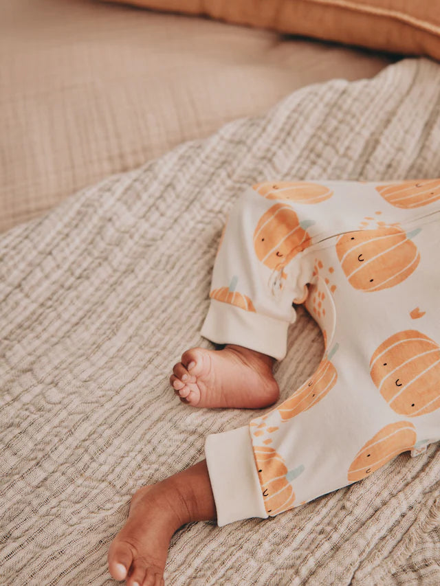 |BabyBoy| Macacão Sem Pés Com Zíper Bidirecional Laranja Para Bebê (0 meses a 3 anos)