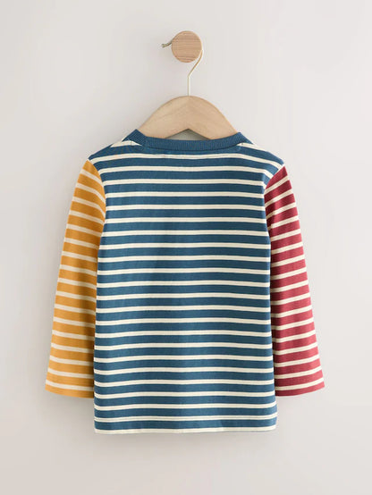 |Boy| Camisetas Henley De Manga Comprida Azul Marinho/Azul/Pedra, Pacote Com 3 (3 meses a 7 anos)