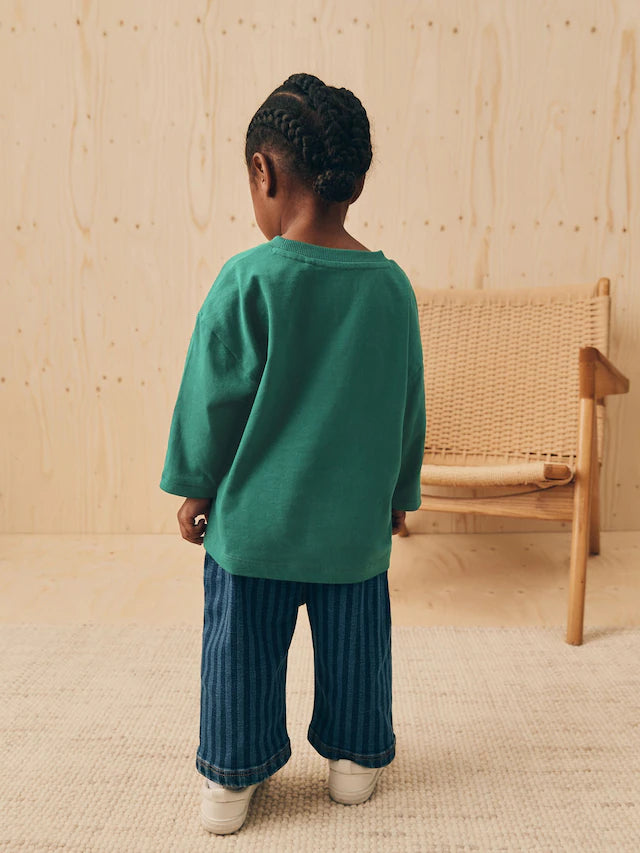 |Girl| Camiseta Lisa De Manga Comprida Green Duck (3 meses a 7 anos)