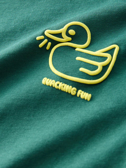 |Girl| Camiseta Lisa De Manga Comprida Green Duck (3 meses a 7 anos)