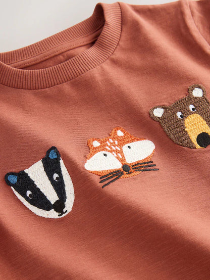 |Boy| Camiseta Com Apliques De Manga Comprida Green Woodland (3 meses a 7 anos)