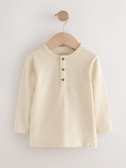 |Boy| Camiseta Manga Comprida Gola Henley Stone (3 meses a 7 anos)