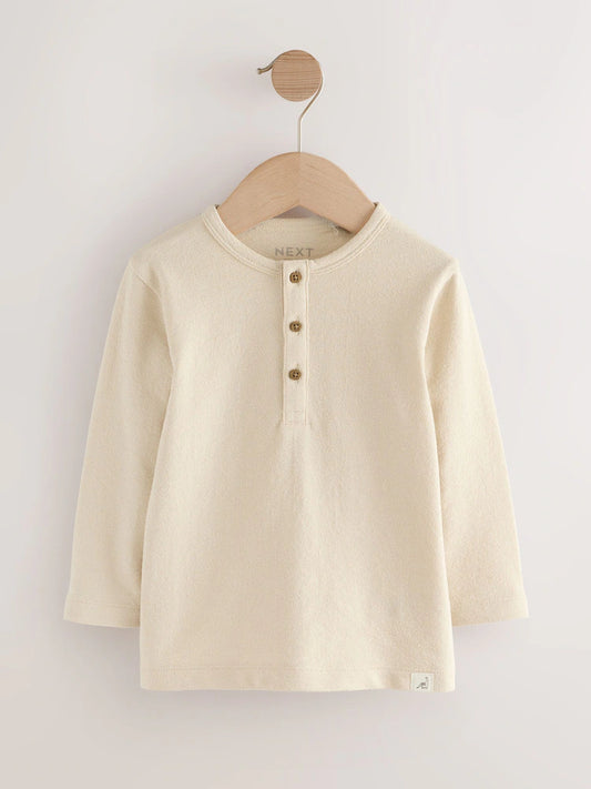 |Boy| Camiseta Manga Comprida Gola Henley Stone (3 meses a 7 anos)