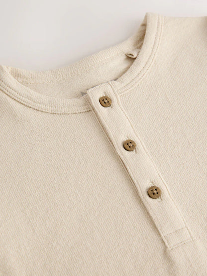 |Boy| Camiseta Manga Comprida Gola Henley Stone (3 meses a 7 anos)