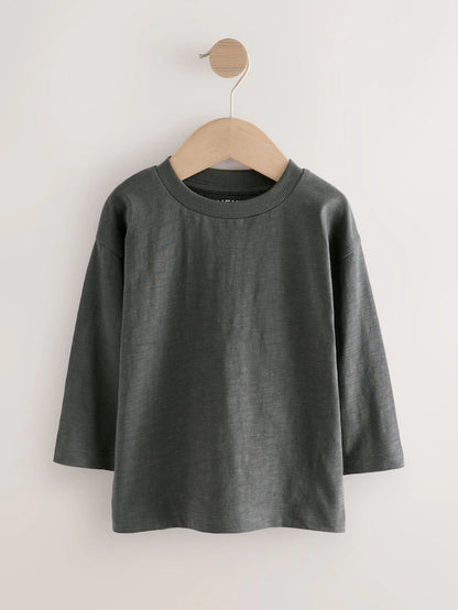 |Boy| Camisetas De Manga Comprida Amarelas/Verdes, Pacote com 5 (3 meses a 7 anos)