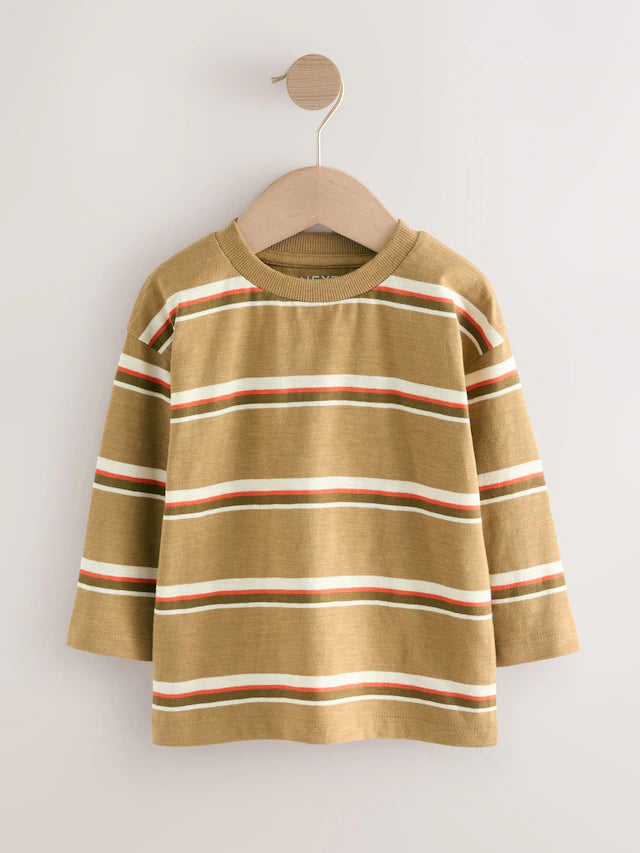 |Boy| Camisetas De Manga Comprida Amarelas/Verdes, Pacote com 5 (3 meses a 7 anos)