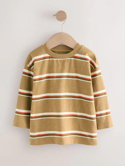 |Boy| Camisetas De Manga Comprida Amarelas/Verdes, Pacote com 5 (3 meses a 7 anos)