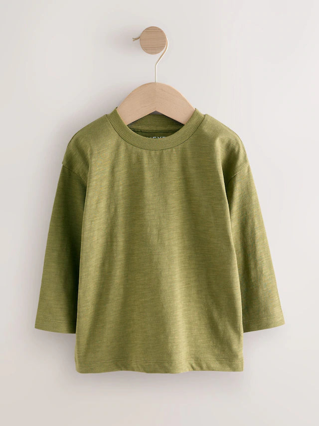 |Boy| Camisetas De Manga Comprida Amarelas/Verdes, Pacote com 5 (3 meses a 7 anos)