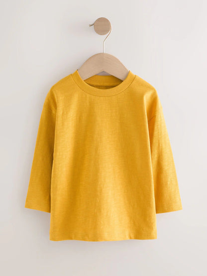 |Boy| Camisetas De Manga Comprida Amarelas/Verdes, Pacote com 5 (3 meses a 7 anos)