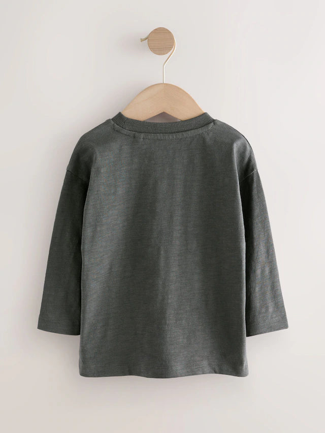 |Boy| Camisetas De Manga Comprida Amarelas/Verdes, Pacote com 5 (3 meses a 7 anos)