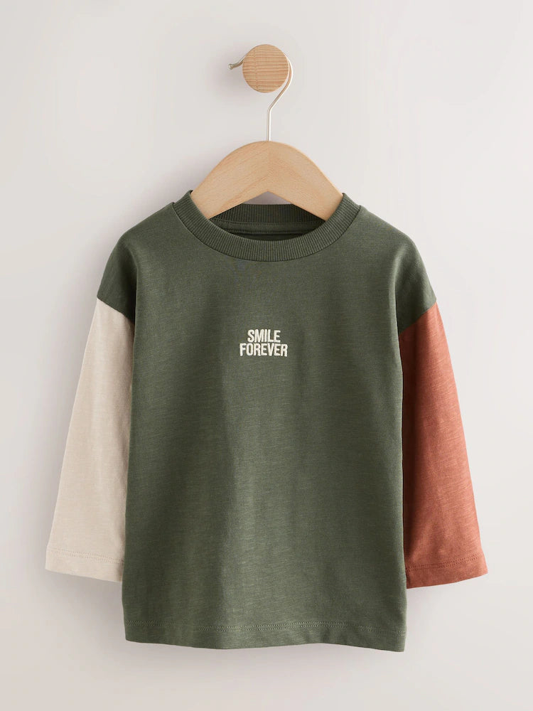 |Boy| Camisetas De Manga Comprida Multiminerais, Pacote com 5 (3 meses a 7 anos)