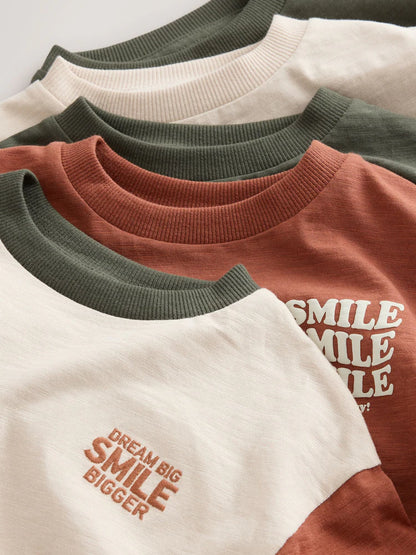 |Boy| Camisetas De Manga Comprida Multiminerais, Pacote com 5 (3 meses a 7 anos)