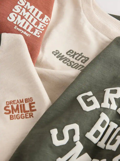 |Boy| Camisetas De Manga Comprida Multiminerais, Pacote com 5 (3 meses a 7 anos)