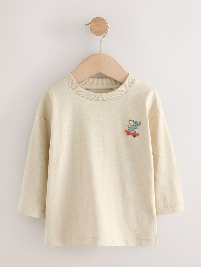 |Boy| Camisetas De Manga Comprida Multi Animals on Transport, Pacote Com 5 (3 meses a 7 anos)