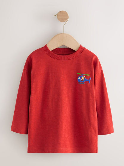 |Boy| Camisetas De Manga Comprida Multi Animals on Transport, Pacote Com 5 (3 meses a 7 anos)