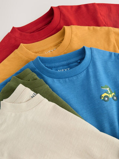 |Boy| Camisetas De Manga Comprida Multi Animals on Transport, Pacote Com 5 (3 meses a 7 anos)