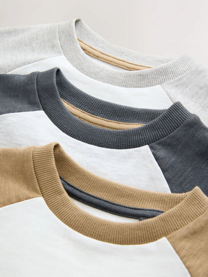 |Boy| Camisetas Texturizadas Cinza De Manga Comprida, Pacote Com 3 (3 meses a 7 anos)