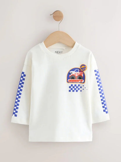 |Boy| Camisetas Com Estampa Gráfica De Manga Comprida Red Monster Trucks, Pacote com 3 (3 meses a 7 anos)